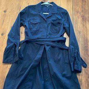 Blue Brooks Brothers tie around waist dress